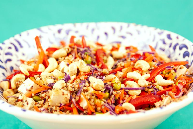 Chuys vegetarian power bowl with quinoa and roasted veggies